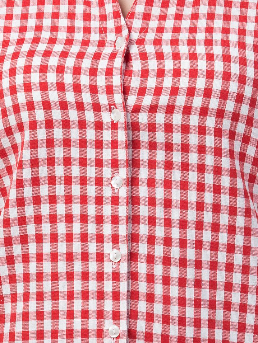 mandarin neck checkered shirt - 17022121 - Zoom Image - 5