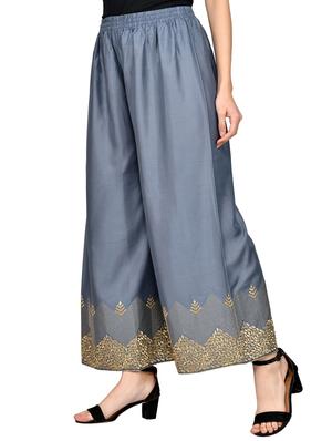 grey rayon flared palazzo - 17024178 - Standard Image - 2