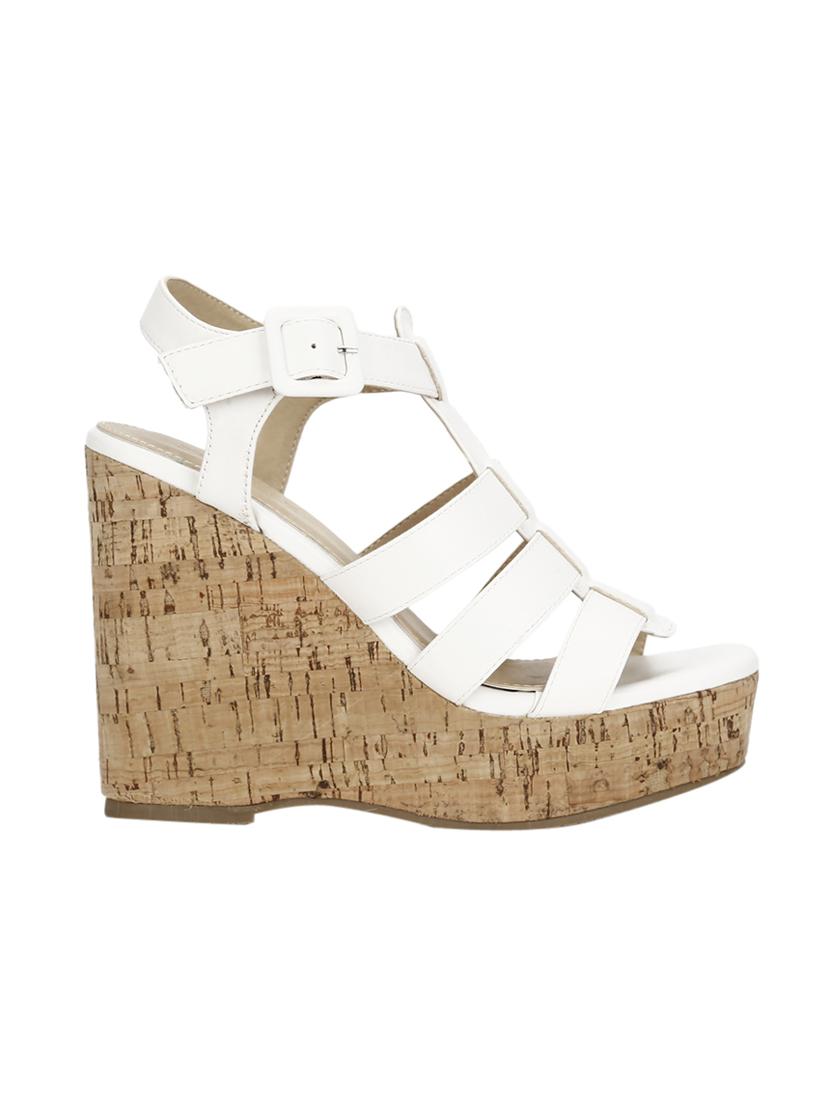 white pu strapped wedges - 17026587 - Zoom Image - 2