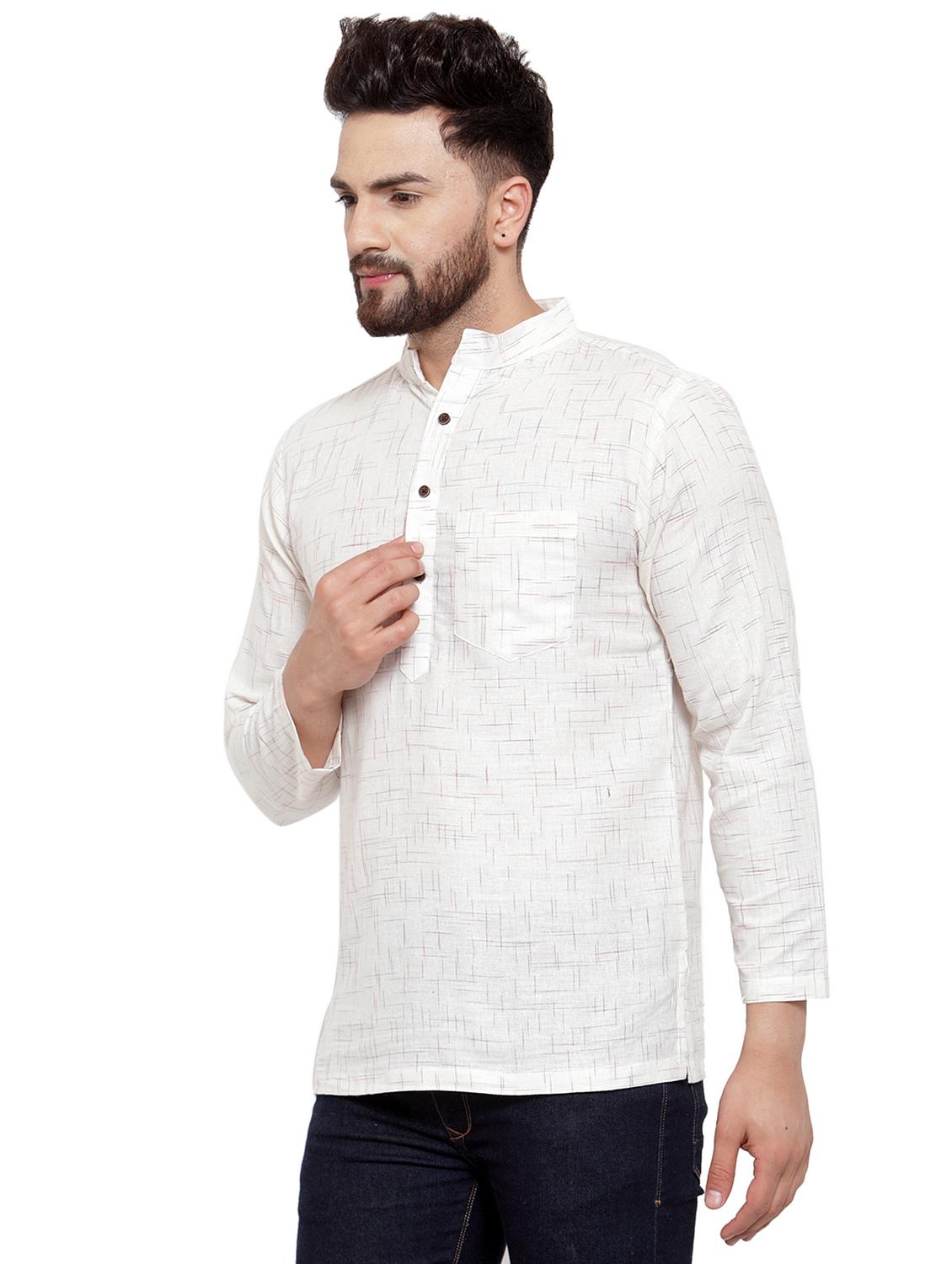 white cotton short kurta - 17031972 - Zoom Image - 2