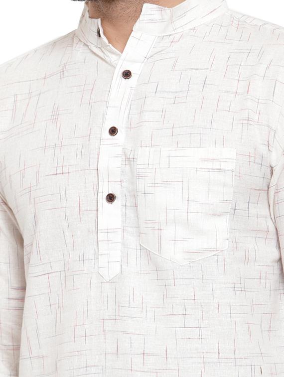 white cotton short kurta - 17031972 - Zoom Image - 5