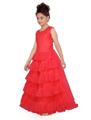 red polyester party gown - 17032051 - Standard Image - 2