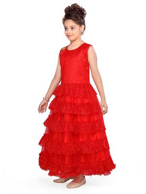 red polyester party gown - 17032052 - Standard Image - 2