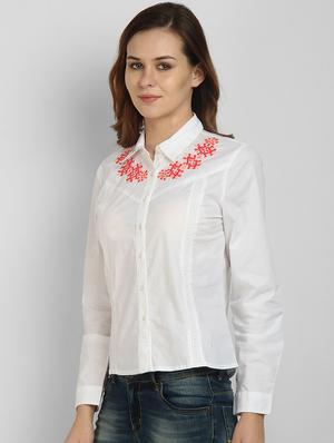 embroidered detail casual shirt - 17032779 - Standard Image - 2