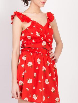 ruffle detail floral a-line dress - 17033890 - Standard Image - 5