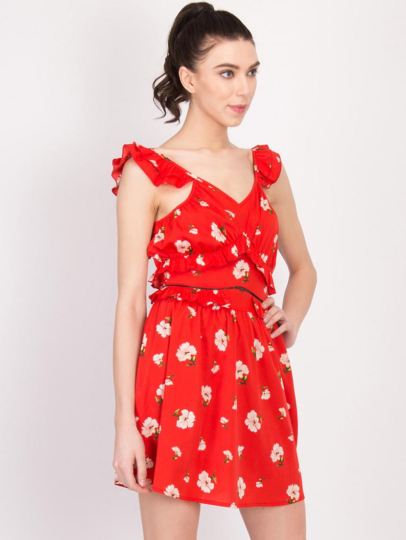 ruffle detail floral a-line dress - 17033890 - Zoom Image - 2