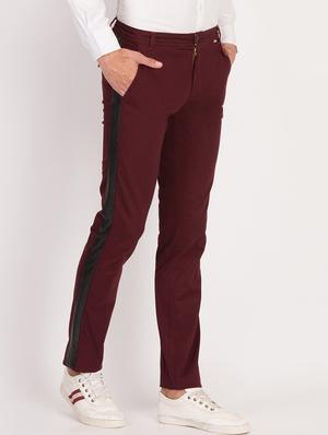 maroon solid chinos - 17034024 - Standard Image - 2