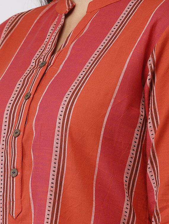 striped straight kurta - 17060697 - Zoom Image - 5