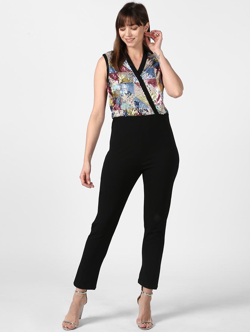 sequin detail full leg jumpsuit