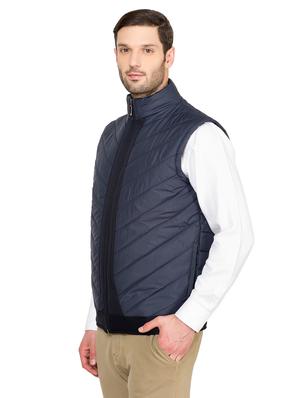 navy blue nylon quilted jacket - 17071967 - Standard Image - 2