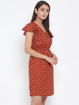 v neck polka dot dress - 17074091 - Standard Image - 2