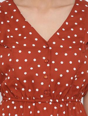v neck polka dot dress - 17074091 - Standard Image - 5