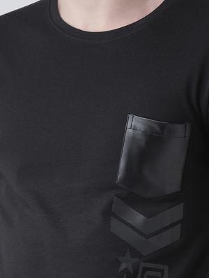 black solid pocket t-shirt - 17077127 - Standard Image - 5