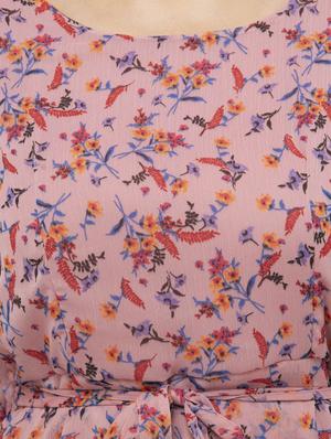 tie front floral a-line dress - 17078373 - Standard Image - 5