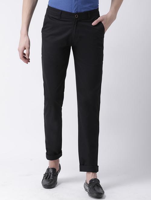 black cotton chinos casual trousers - 17078827 - Standard Image - 1