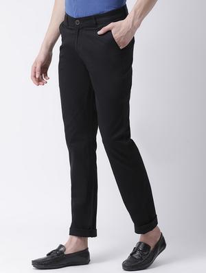 black cotton chinos casual trousers - 17078827 - Standard Image - 2