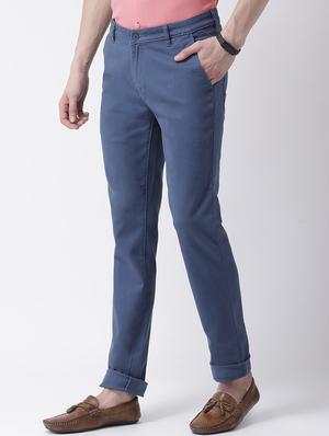 blue cotton chinos casual trousers - 17078832 - Standard Image - 2