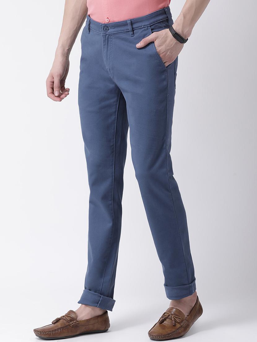 blue cotton chinos casual trousers - 17078832 - Zoom Image - 2
