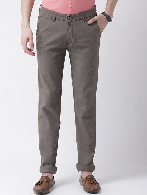 brown cotton chinos casual trousers - 17078836 - Standard Image - 1