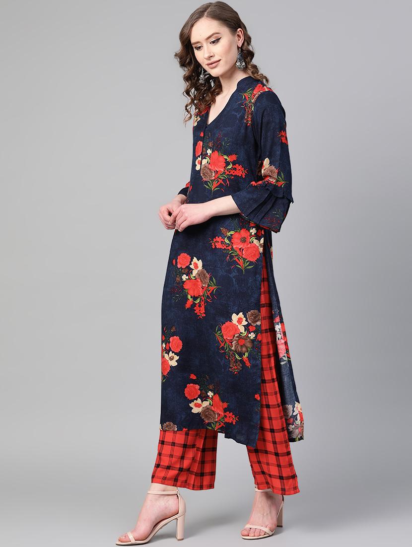 floral kurta palazzo set - 17080295 - Zoom Image - 2
