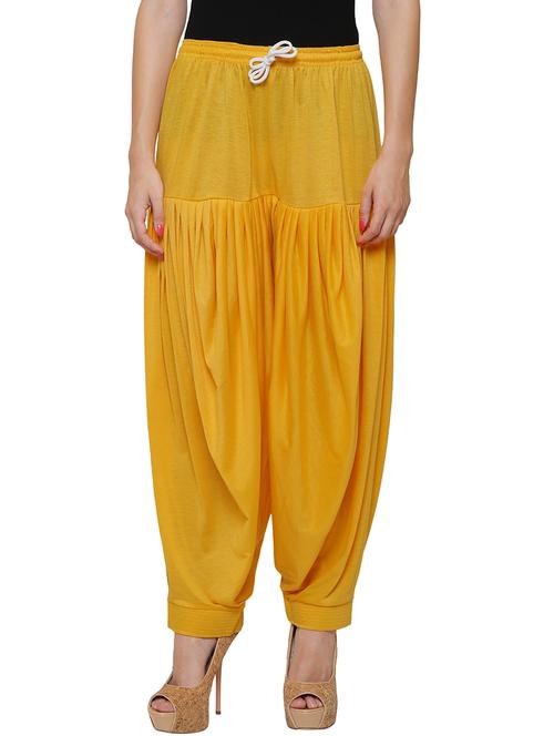 yellow lycra patiyala salwars - 17082583 - Very Small Image - 1