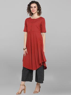 solid asymmetric kurta - 17085889 - Standard Image - 2