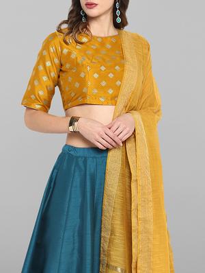 contrast flared lehenga - 17085897 - Standard Image - 5
