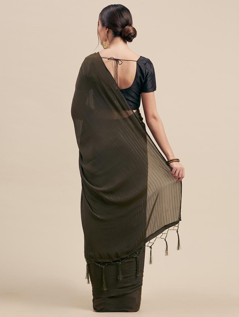 solid woven saree with blouse - 17088494 - Zoom Image - 2