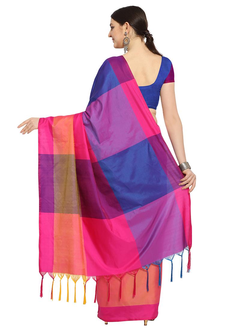 color block kanjivaram saree with blouse - 17088920 - Zoom Image - 2