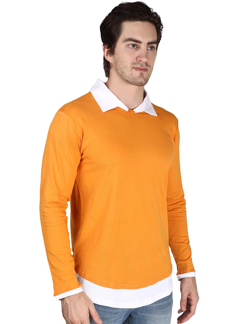orange cut & sew collared t-shirt - 17096031 - Zoom Image - 2