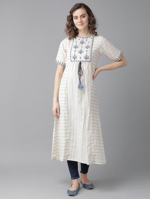 embroidered a-line kurta - 17099301 - Very Small Image - 1