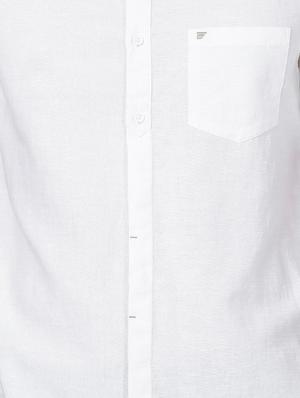 white solid cotton linen casual shirt - 17102300 - Standard Image - 5