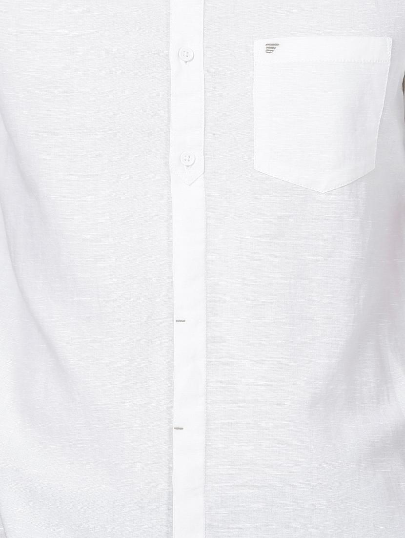 white solid cotton linen casual shirt - 17102300 - Zoom Image - 5