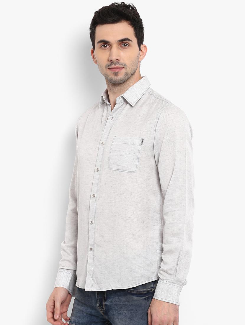 grey solid casual shirt - 17116225 - Zoom Image - 2