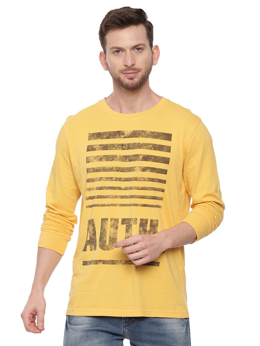yellow front print t-shirt