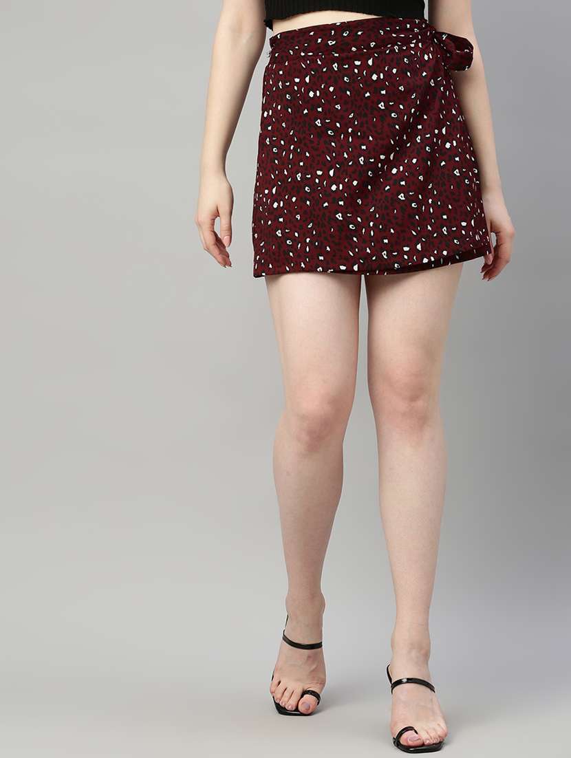 tie knot animal print skirt