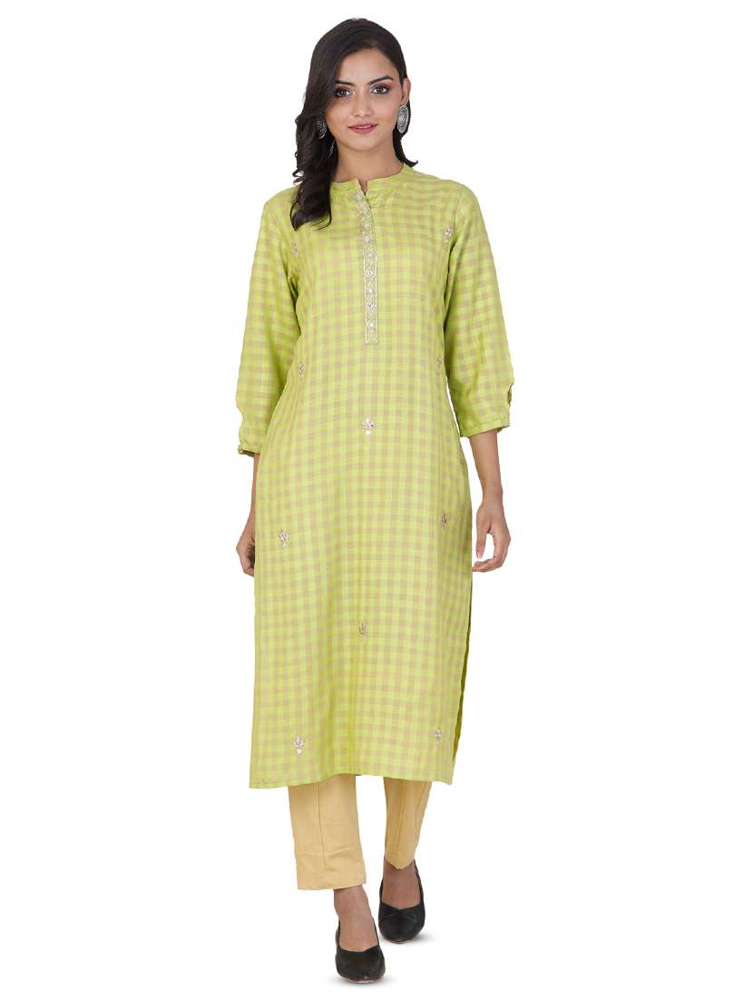 checkered straight kurta