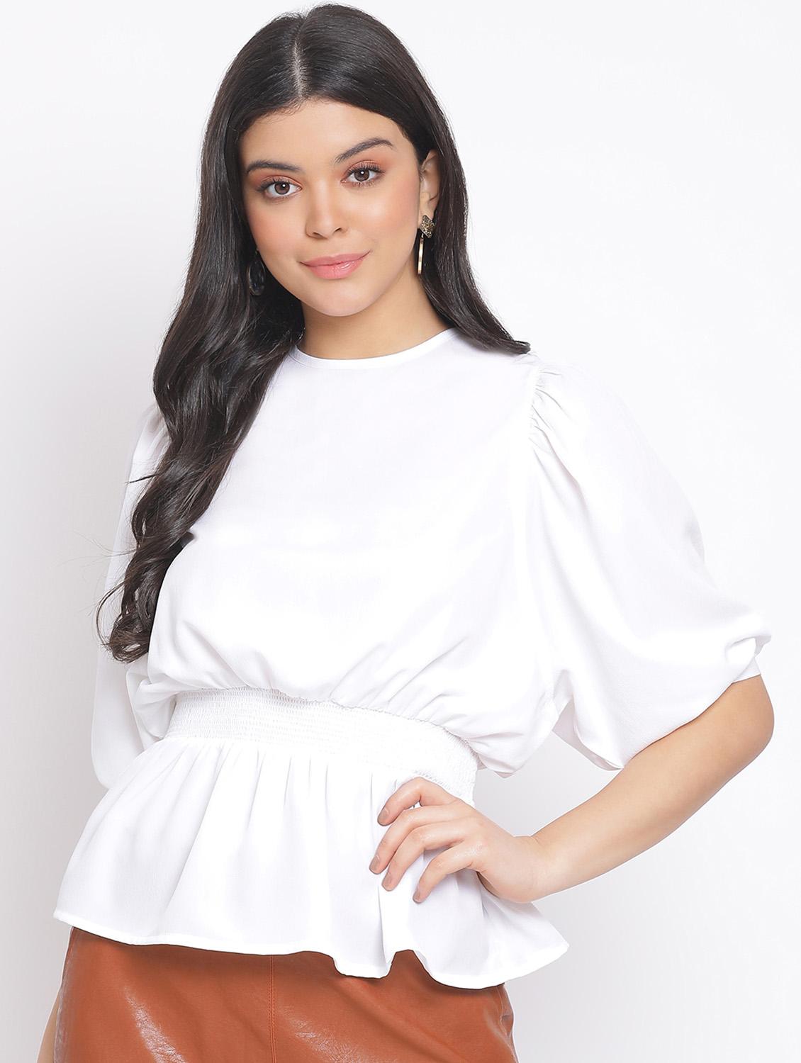 women's peplum round neck top