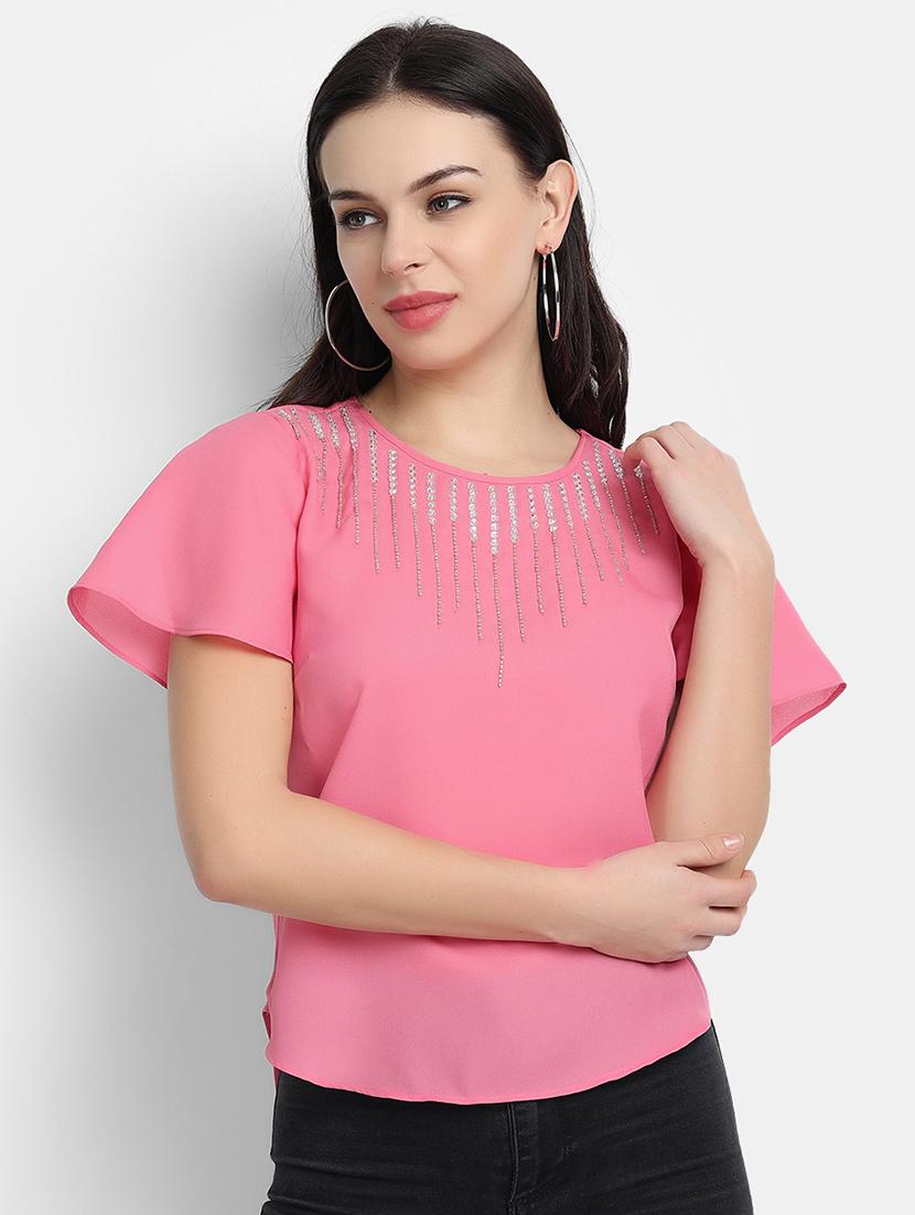women's straight round neck top