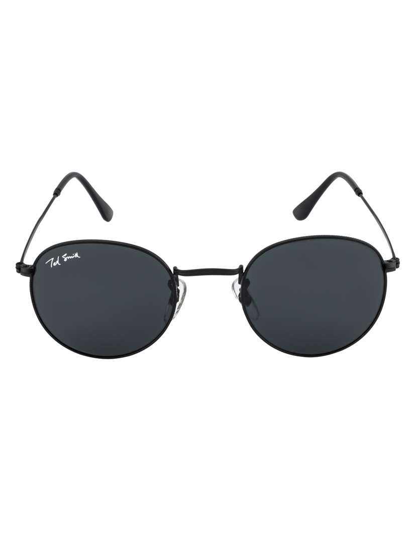 moon by ted smith in black frame with round grey lens sunglass