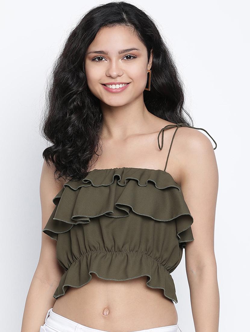 women's crop shoulder strap top