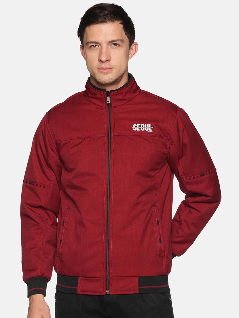 red polyester casual jacket