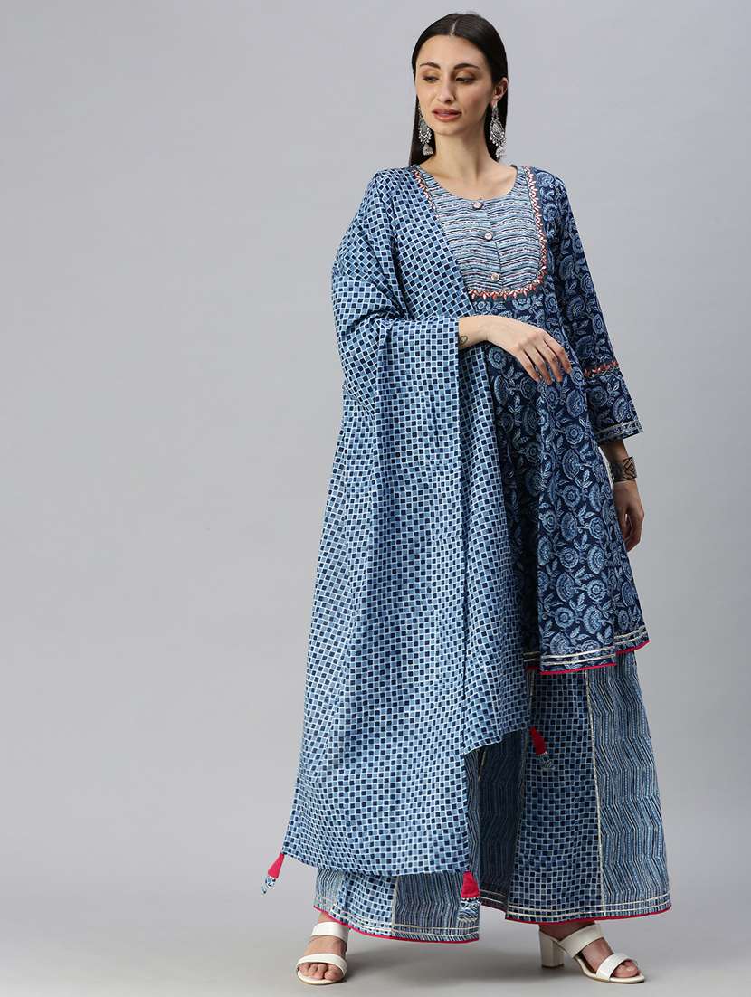 women floral kurta sharara set with dupatta