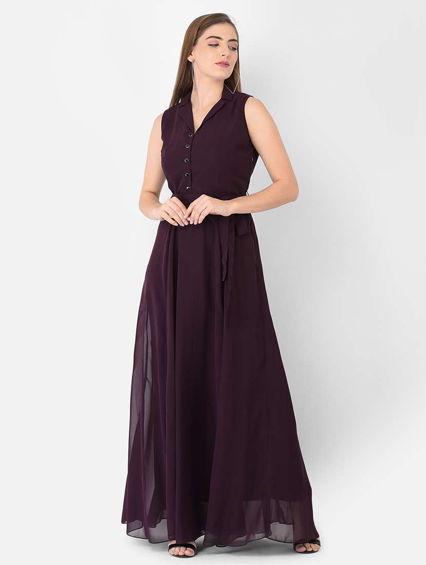 women brown fit & flare solid dress