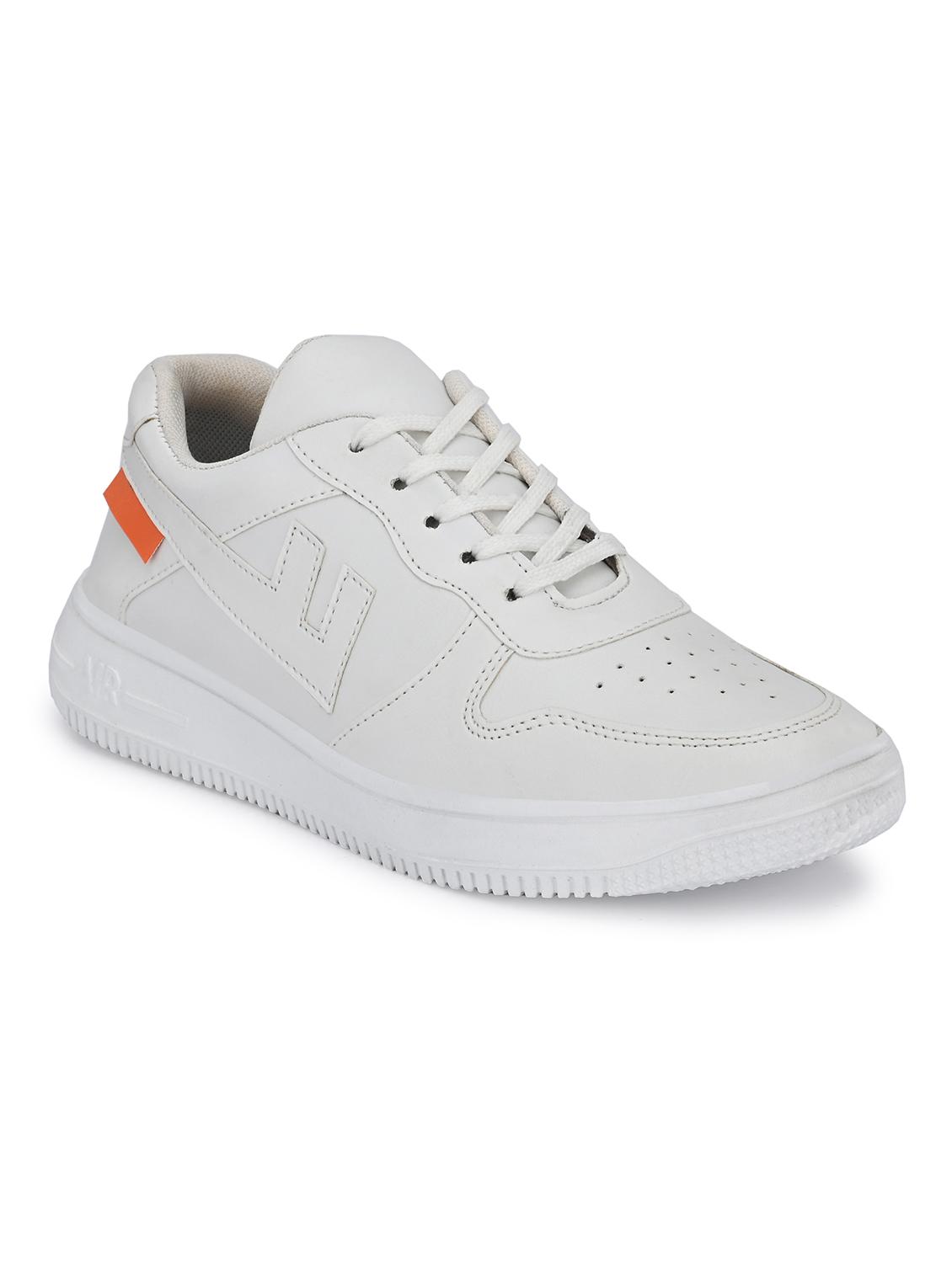 white pu lace up sneakers