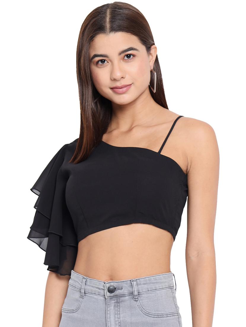 women's crop single shoulder top