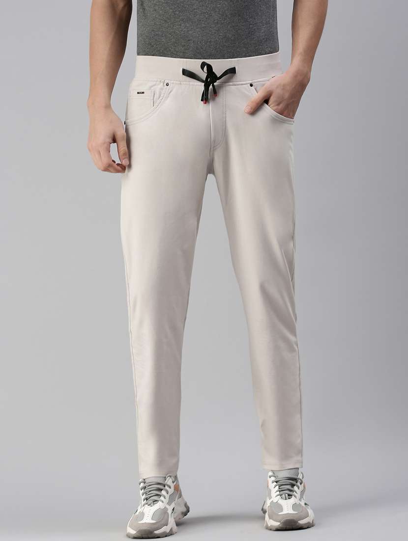 beige solid track pant