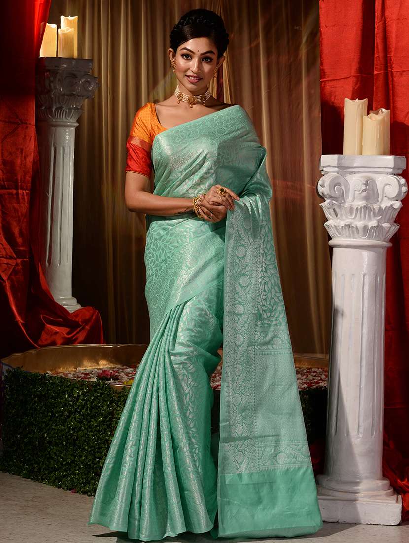 self design woven saree with blouse