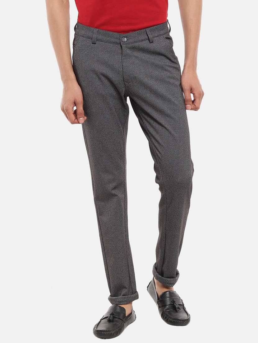 striped flat front casual trouser