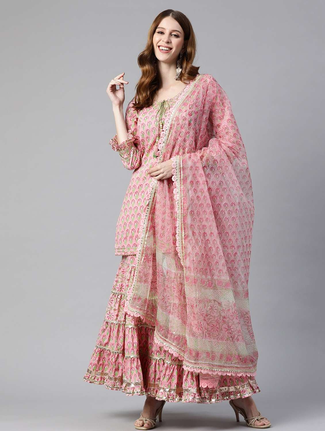 women kurta sharara set with dupatta